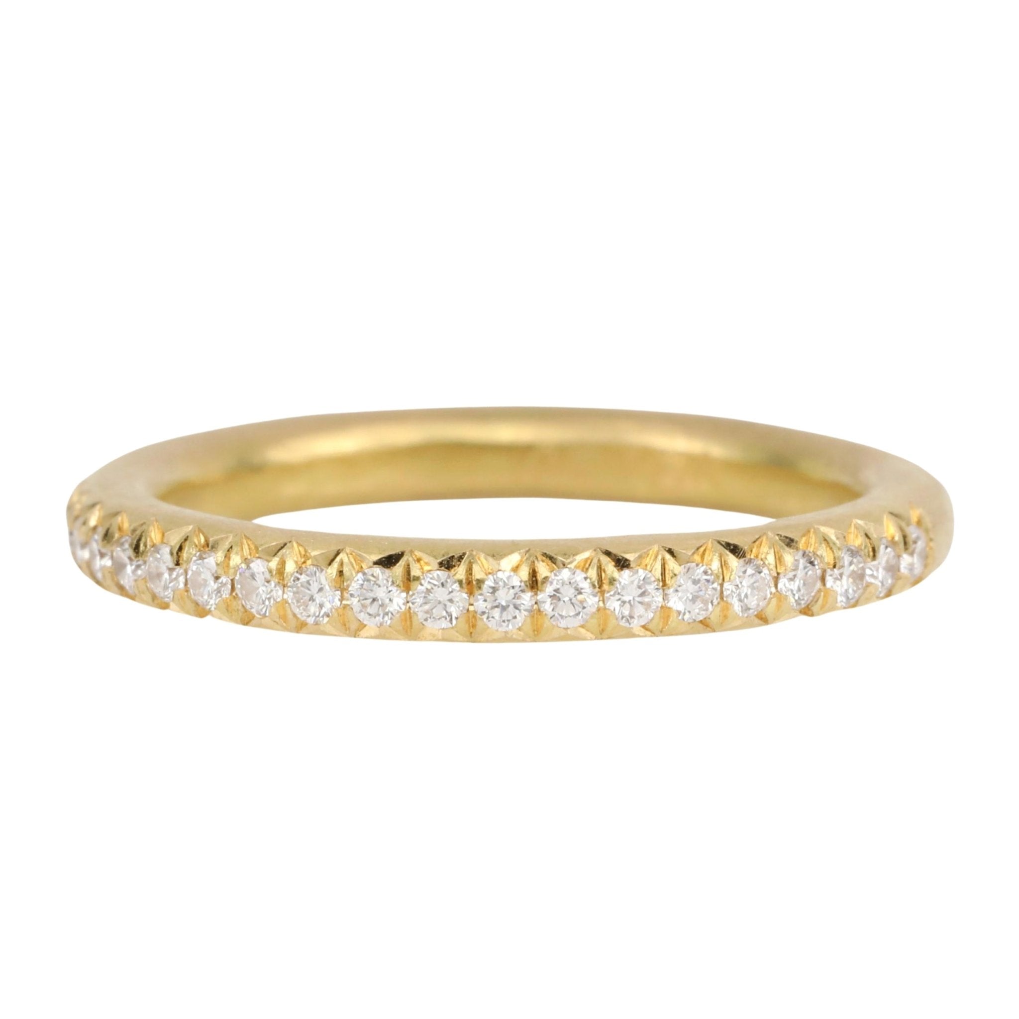 Annie Fensterstock Gold "Half Glitter" Band with Pave Diamonds