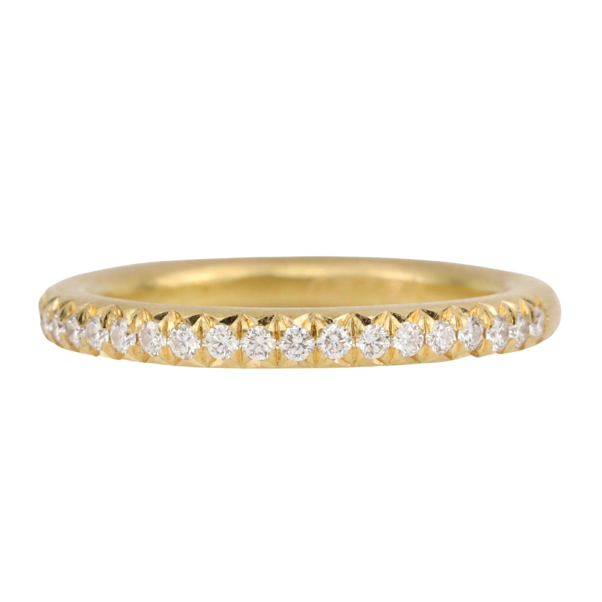 Annie Fensterstock Gold "Half Glitter" Band with Pave Diamonds