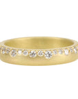 Annie Fensterstock Gold Half Rounded Band with Brilliant Diamonds