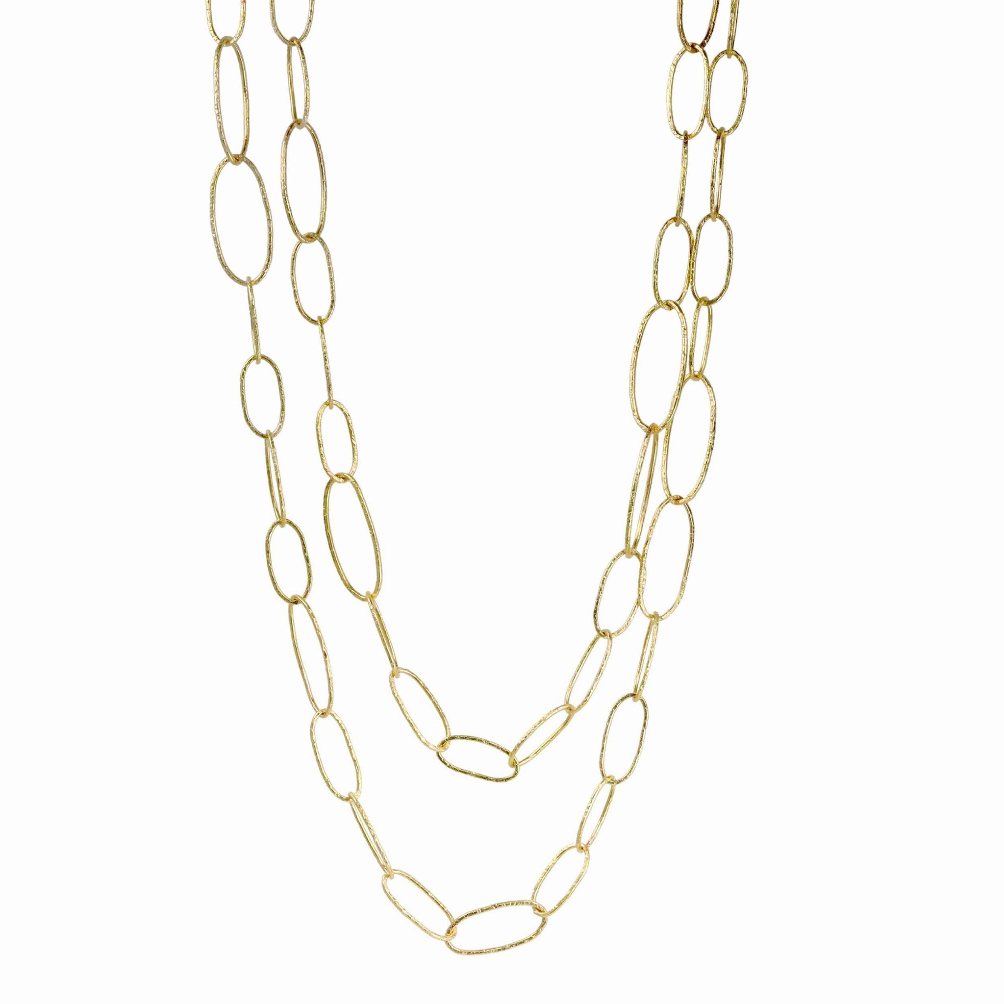 Yasuko Azuma 18K Gold Hammered "Bubble Oval" Chain Necklace