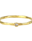 Kothari 18K Gold Hammered Stacking Ring with Round Inverted White Diamond