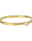 Kothari 18K Gold Hammered Stacking Ring with Round Inverted White Diamond