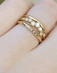 18K Gold Knife Edge Ring with Five Diamonds