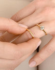 Anne Sportun Gold Knife Edge Ring with Five Diamonds