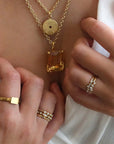 Anne Sportun Gold Knife Edge Ring with Five Diamonds