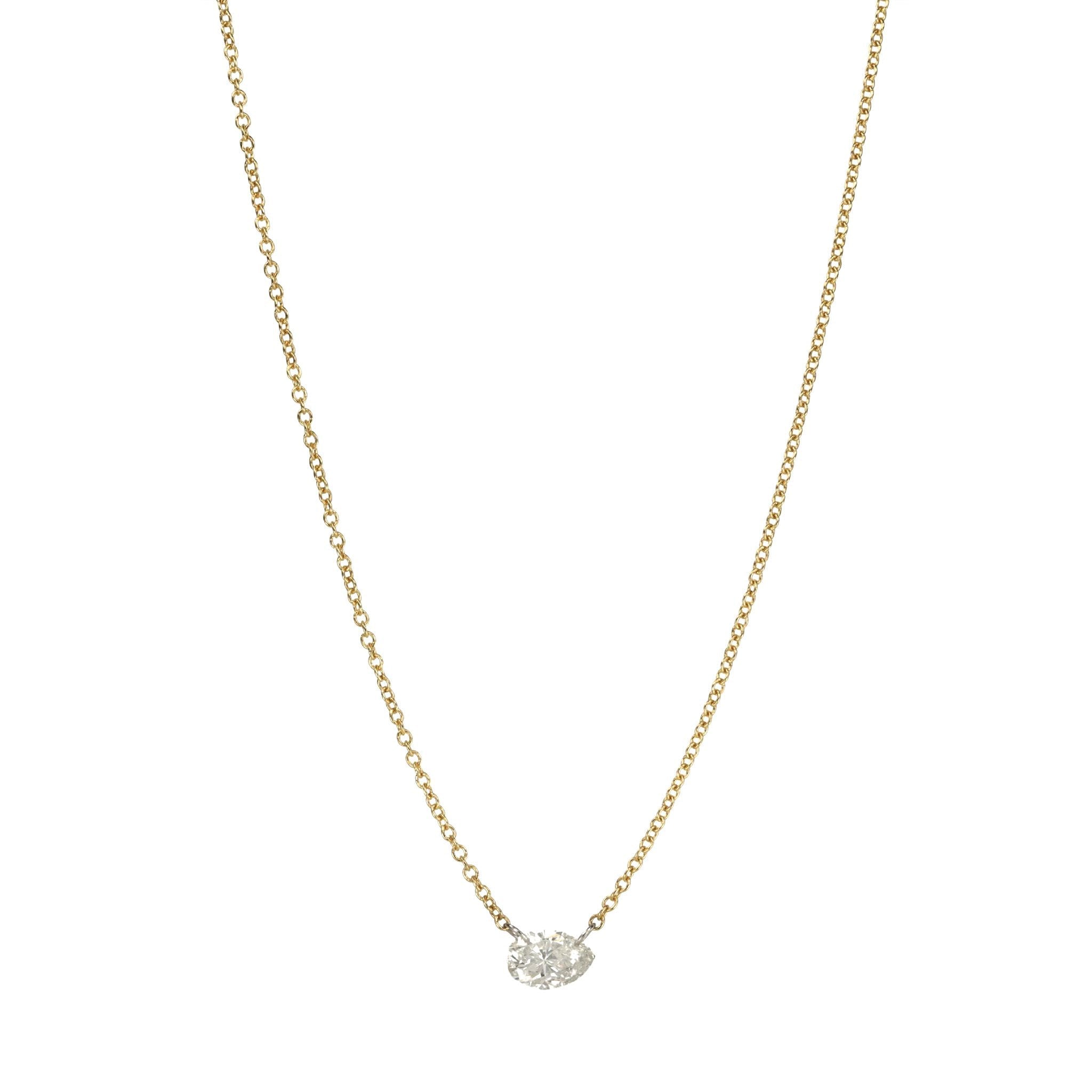 TAP by Todd Pownell 18K Gold Necklace with Single Free-Set Pear-Shaped Salt & Pepper Diamond