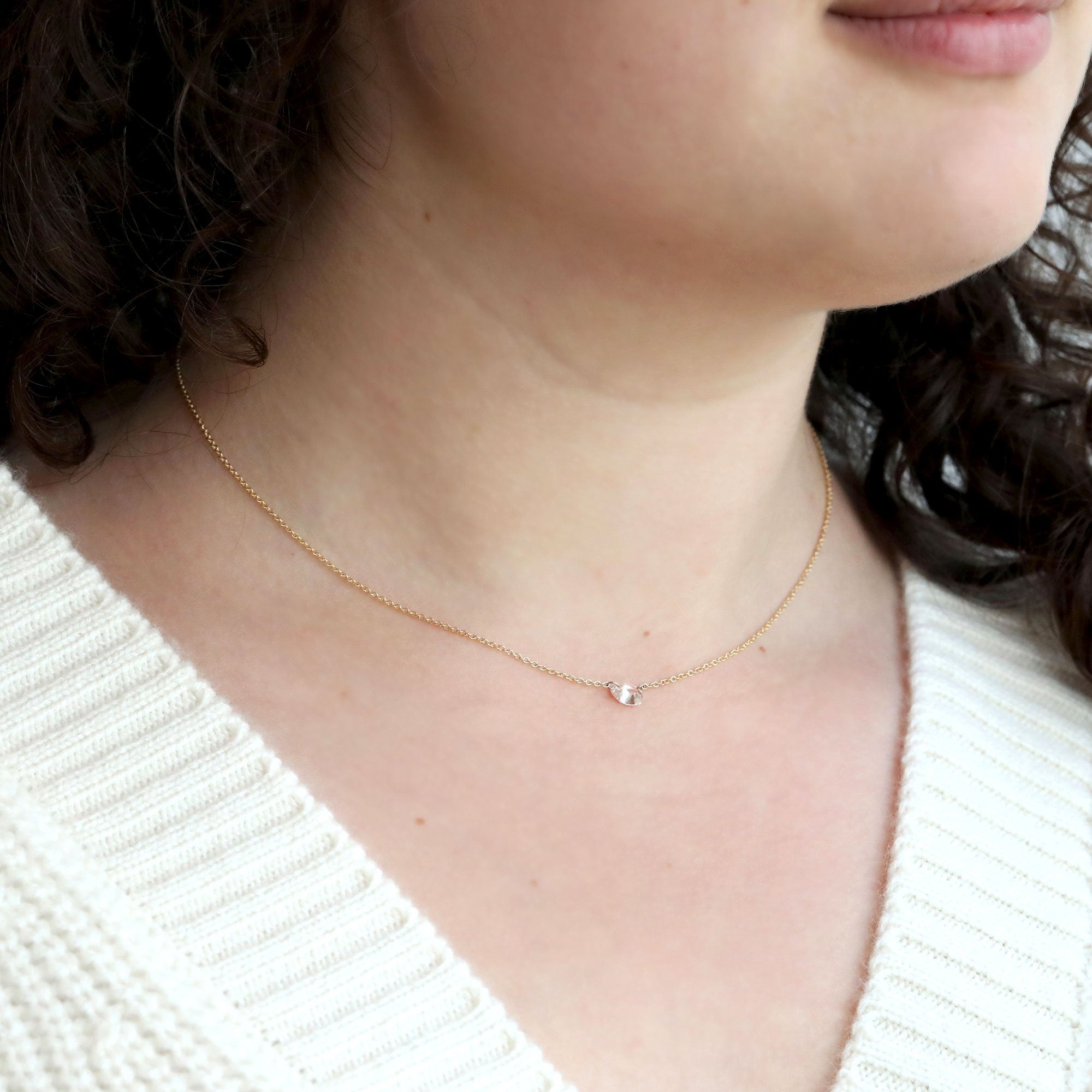 TAP by Todd Pownell 18K Gold Necklace with Single Free-Set Pear-Shaped Salt & Pepper Diamond