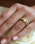 Caroline Ellen 18K Gold & Pave Diamond Rounded Band
