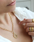 Caroline Ellen 18K Gold & Pave Diamond Rounded Band