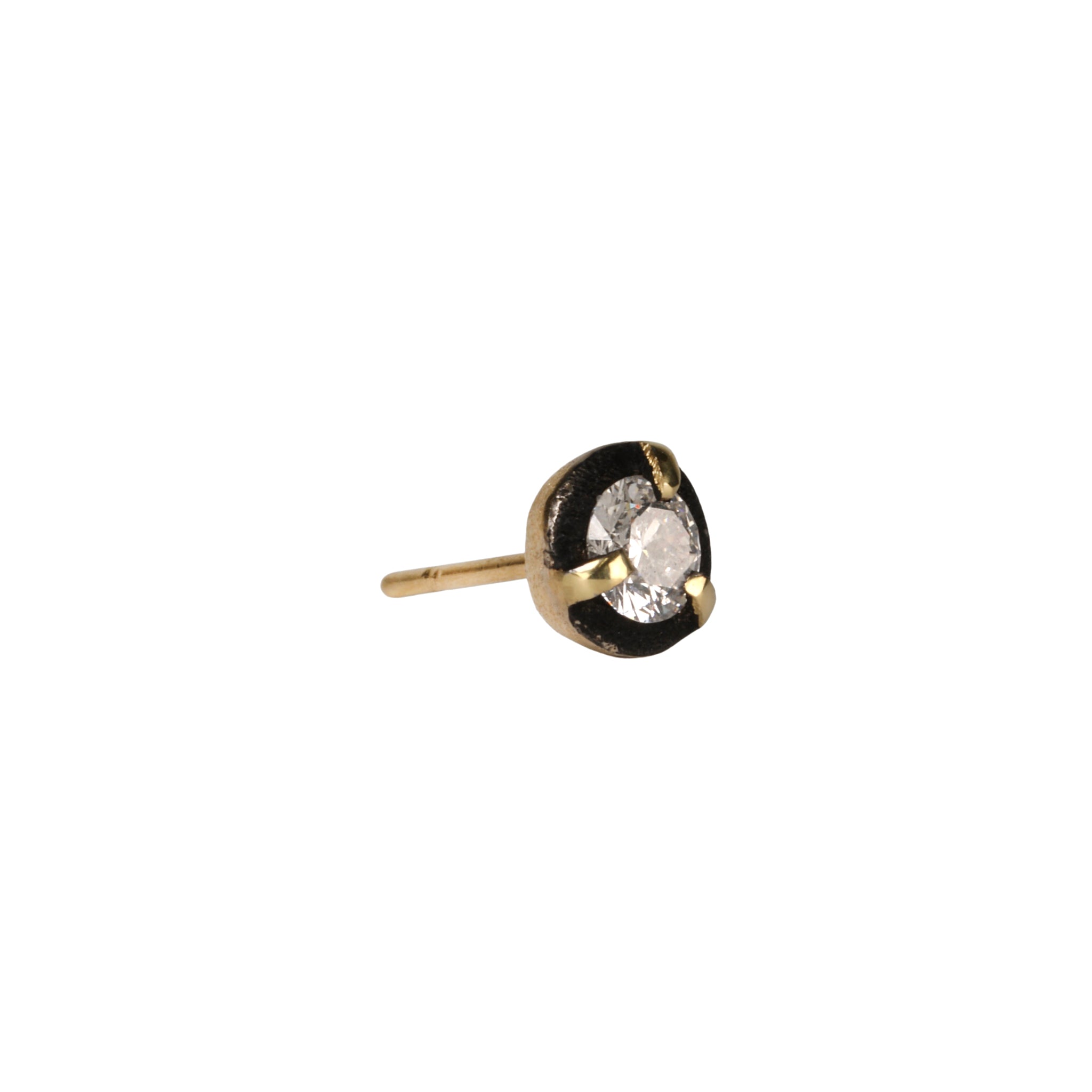 18K Gold Prong-Set Diamond Stud with Blackened White Gold Halo - Peridot Fine Jewelry - TAP by Todd Pownell