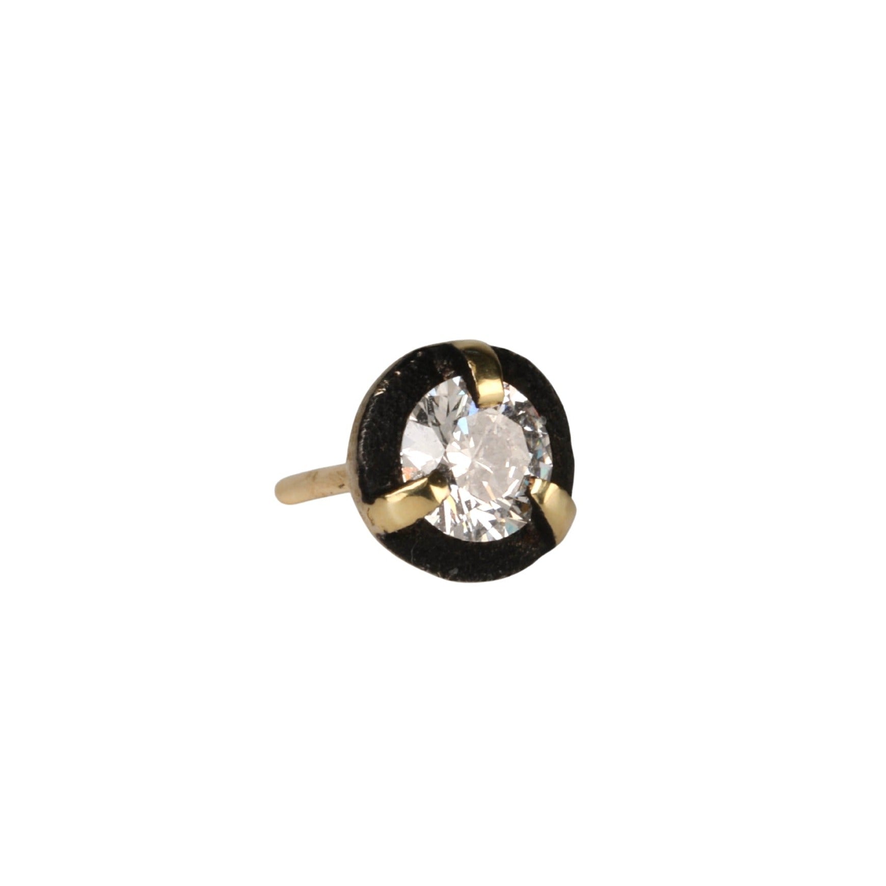 18K Gold Prong-Set Diamond Stud with Blackened White Gold Halo - Peridot Fine Jewelry - TAP by Todd Pownell