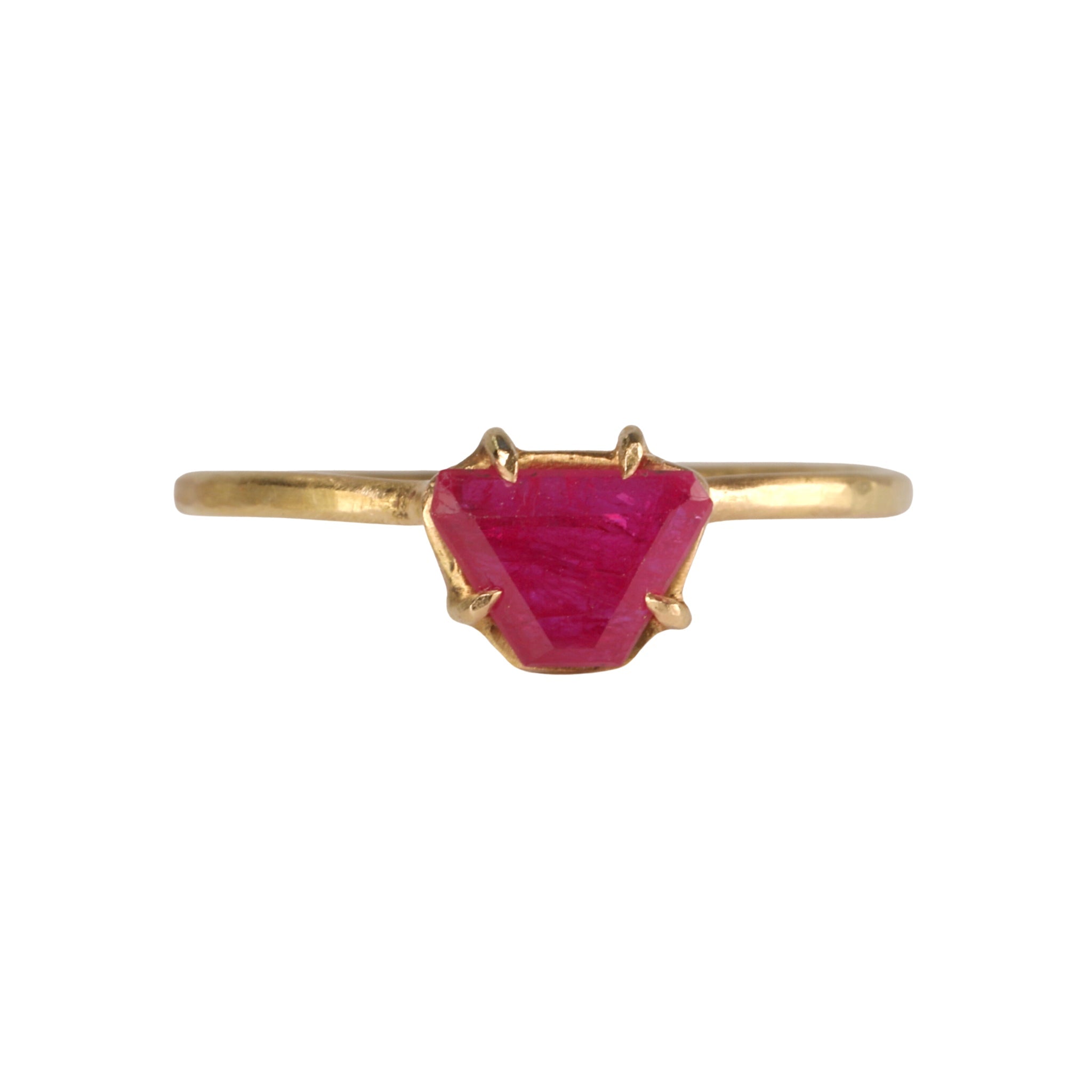 18K Gold Prong-Set Ruby Slice "Mini Gem" Ring - Peridot Fine Jewelry - Rosanne Pugliese