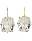 18K Gold Prong - Set White Topaz Hexagon Earrings - Peridot Fine Jewelry - Rosanne Pugliese