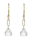 18K Gold Rock Crystal Quartz Paperclip Drop Earrings - Peridot Fine Jewelry - Anne Sportun