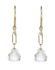 18K Gold Rock Crystal Quartz Paperclip Drop Earrings - Peridot Fine Jewelry - Anne Sportun