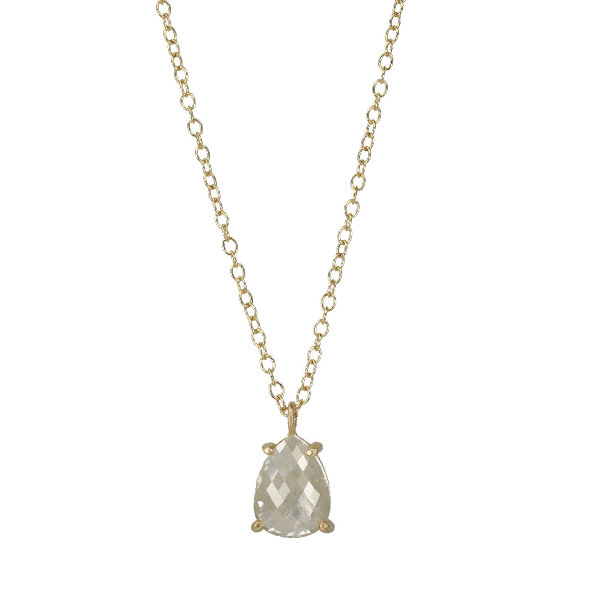 Yasuko Azuma 18K Gold and Pear Shaped Rosecut Milky Grey Diamond Necklace