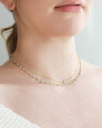 Caroline Ellen 18K Gold Single Grey Diamond Rondelle Necklace