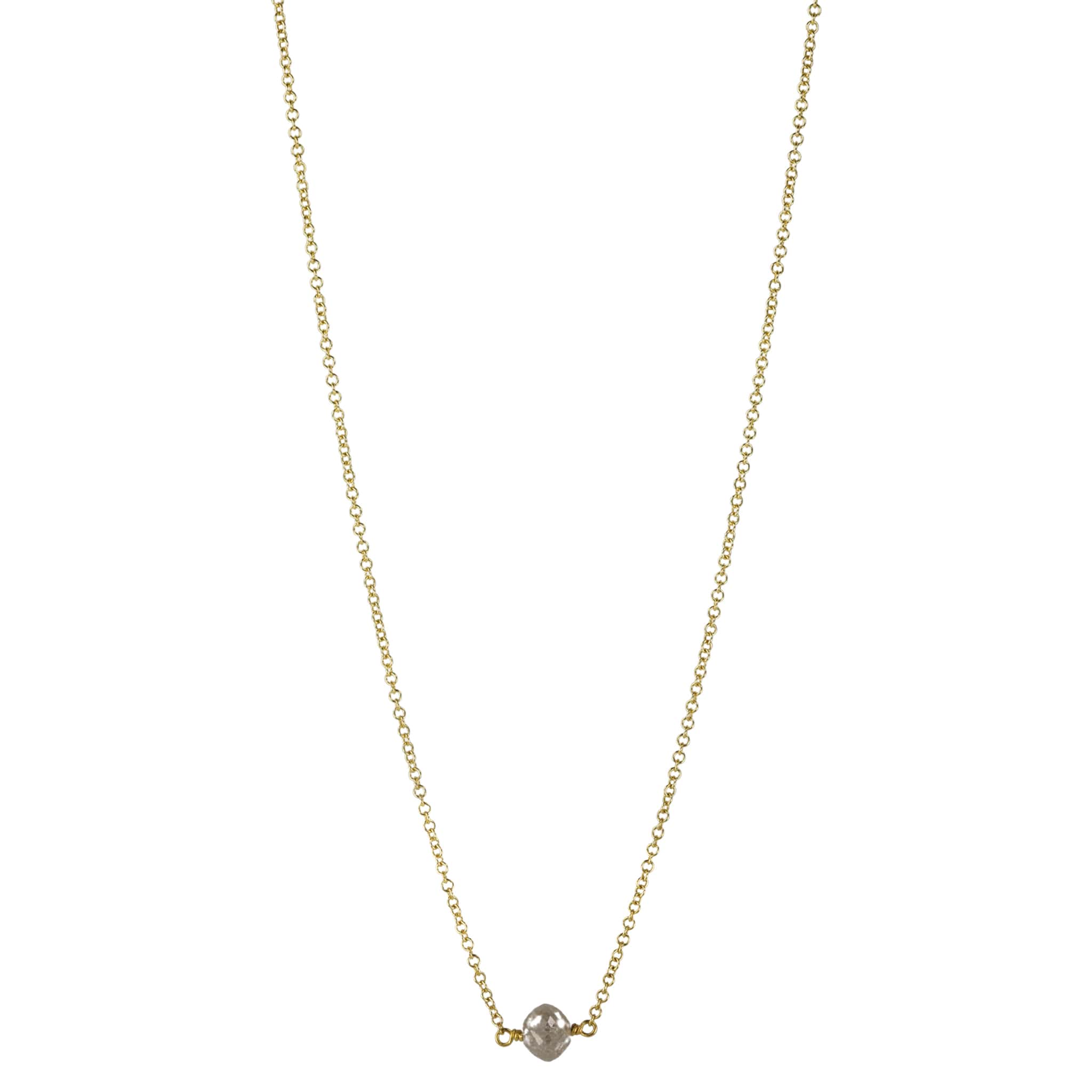 Caroline Ellen 18K Gold Single Grey Diamond Rondelle Necklace