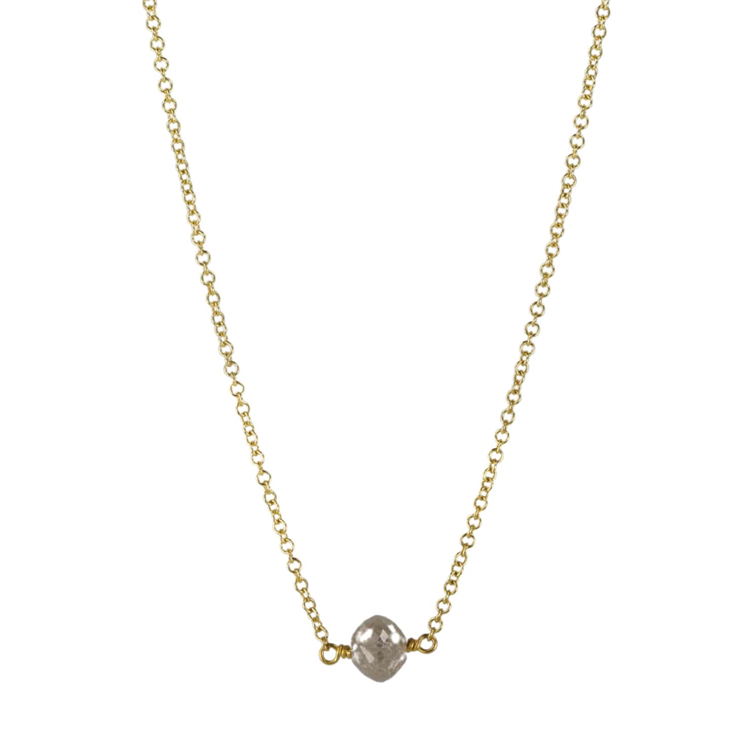Caroline Ellen 18K Gold Single Grey Diamond Rondelle Necklace