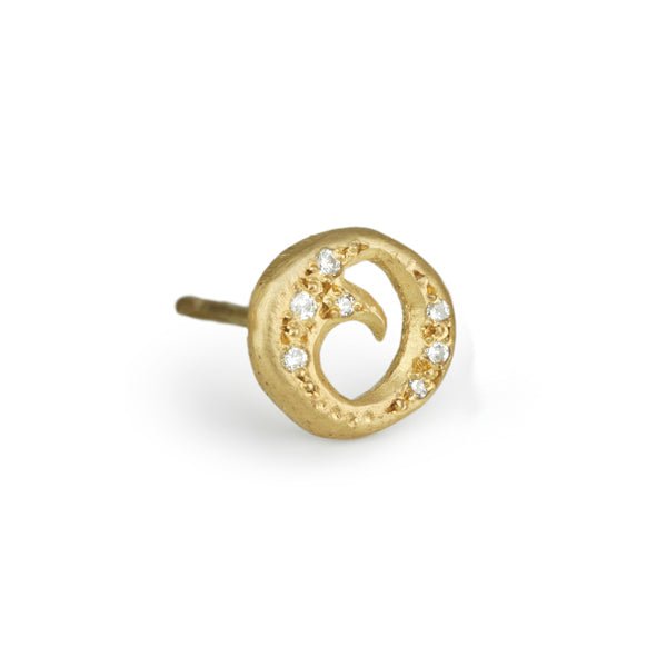 Annie Fensterstock Swirl "Stud" Earring with Diamonds