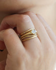 Yasuko Azuma 18K Gold Tapered "Zen" Ring with Icy Grey Diamond