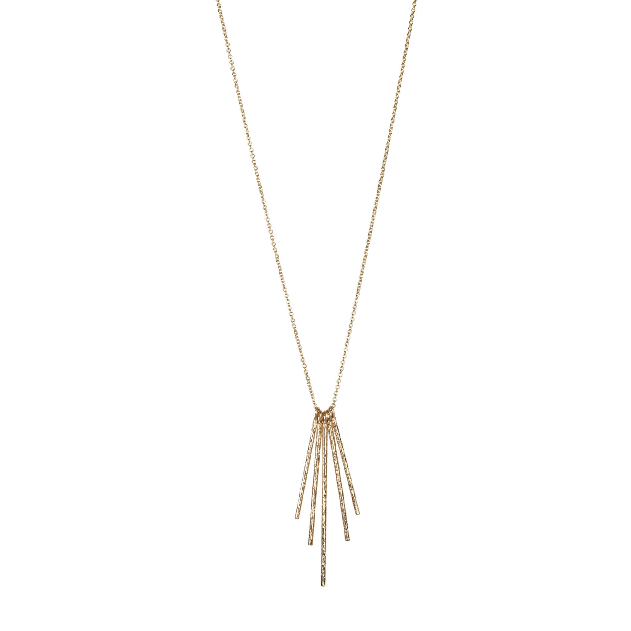 18K Gold Textured Five "Rain Stick" Necklace - Peridot Fine Jewelry - Yasuko Azuma
