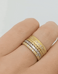 Adel Chefridi Gold Thin "River Rocks" Ring with Diamond and Etched Details