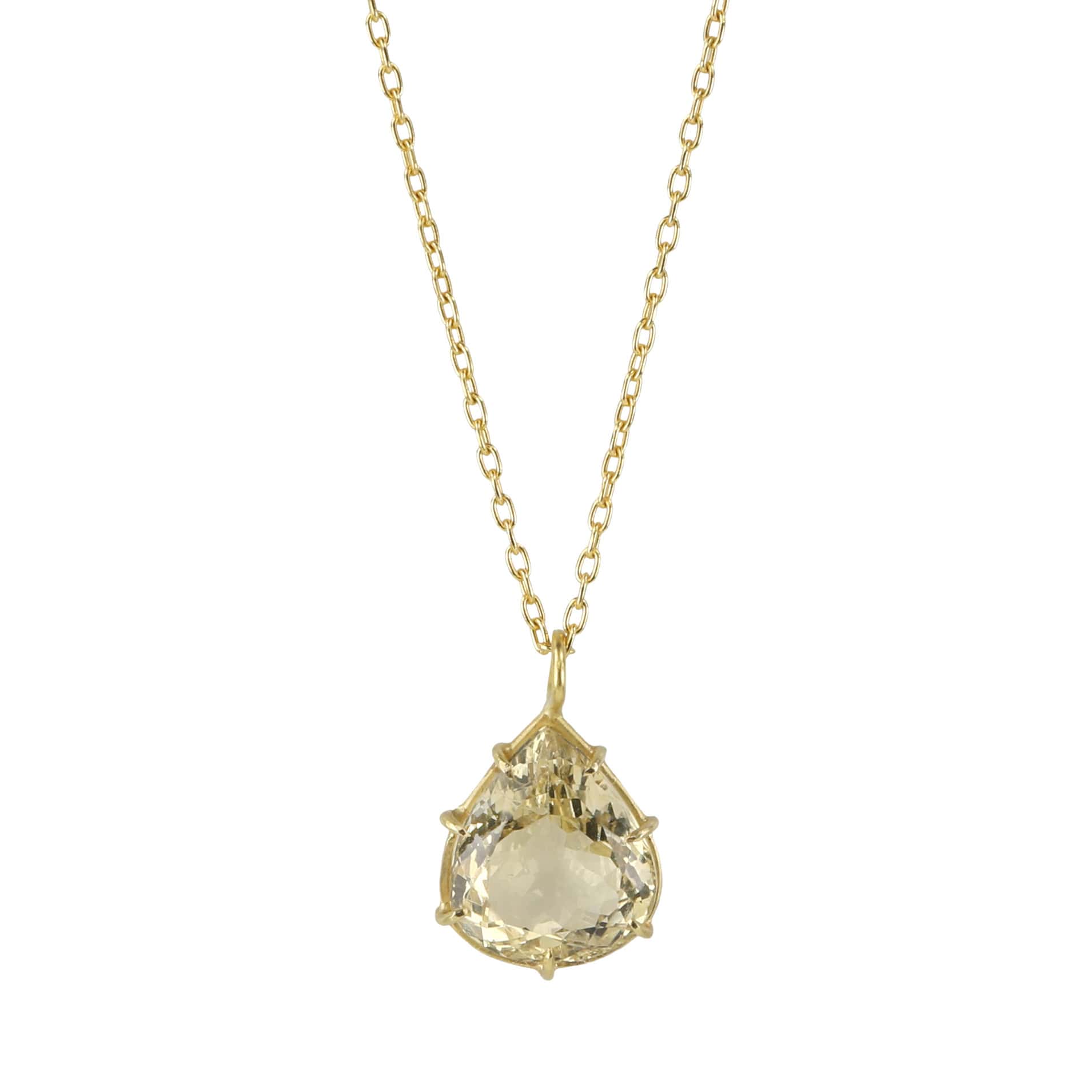 Rosanne Pugliese 18K Gold Warm Yellow Beryl Teardrop Necklace