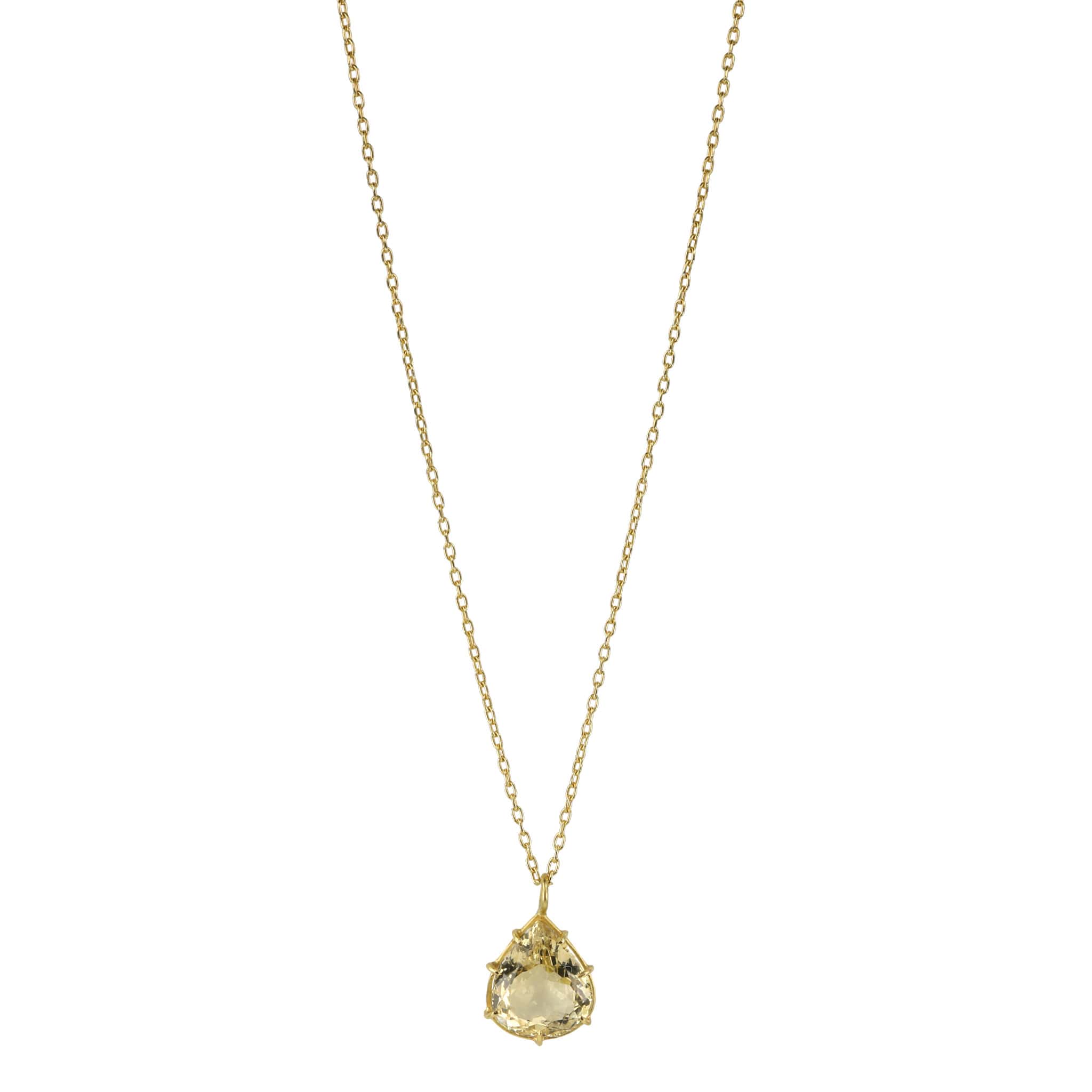 Rosanne Pugliese 18K Gold Warm Yellow Beryl Teardrop Necklace