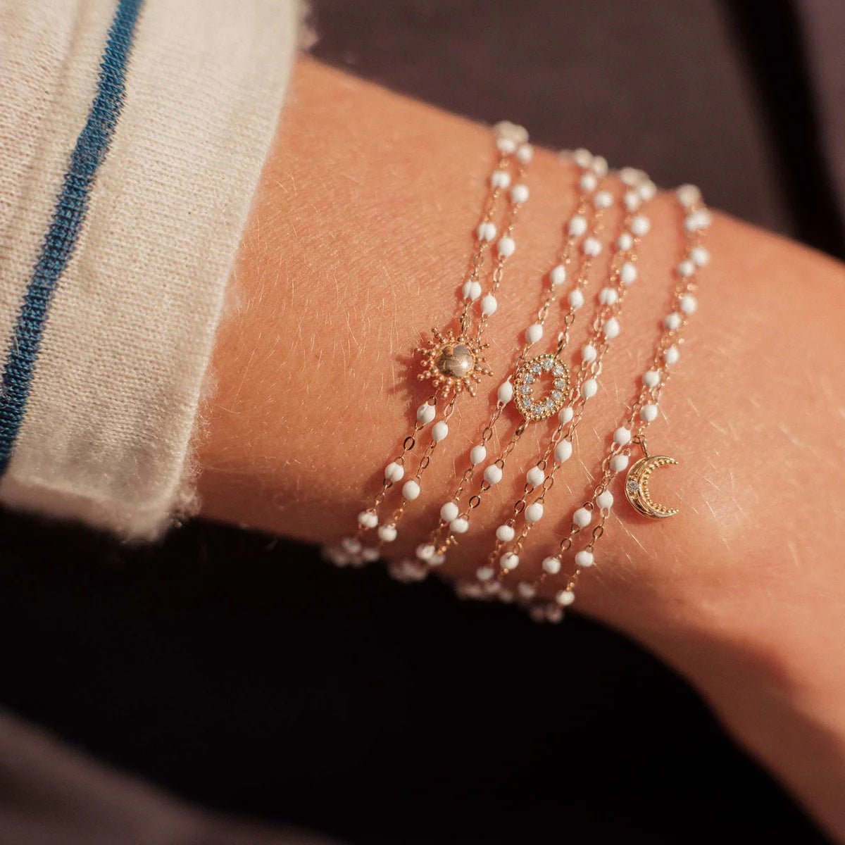 18K Gold & White Enamel "Classic" Bracelet - Peridot Fine Jewelry - Gigi Clozeau