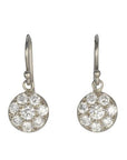 Caroline Ellen Palladium White Gold and Pave Diamond Small "Lentil" Earrings