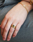 20 & 22K Gold Bezel-Set Round Rosecut Black Diamond Ring - Peridot Fine Jewelry - Caroline Ellen
