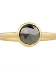 Caroline Ellen Gold Bezel-Set Round Rosecut Black Diamond Ring