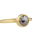 Caroline Ellen Gold Bezel-Set Round Rosecut Black Diamond Ring