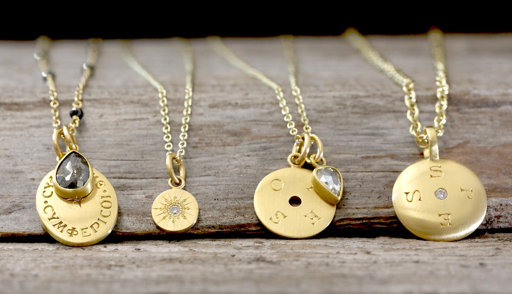 Caroline Ellen Gold Teardrop Rosecut White Diamond Pendant
