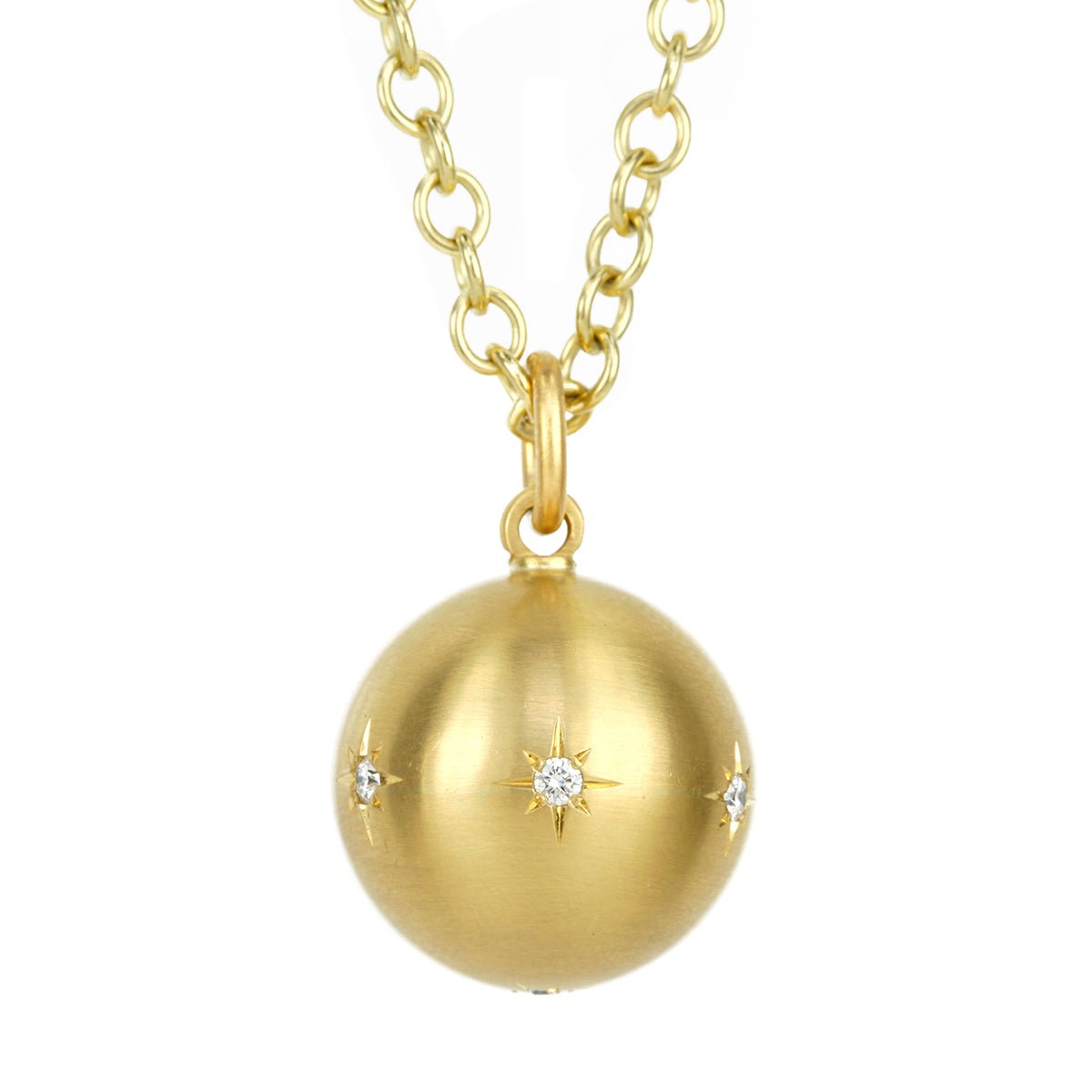 Caroline Ellen 20K Gold 16mm Ball Pendant with Star-Set Diamonds