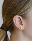 Caroline Ellen Gold and Diamond "Double Laurel" Post Earrings