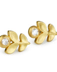 Caroline Ellen Gold and Diamond "Double Laurel" Post Earrings
