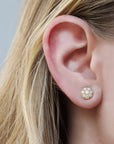 Caroline Ellen Gold and Pave Diamond Disc Post Earrings