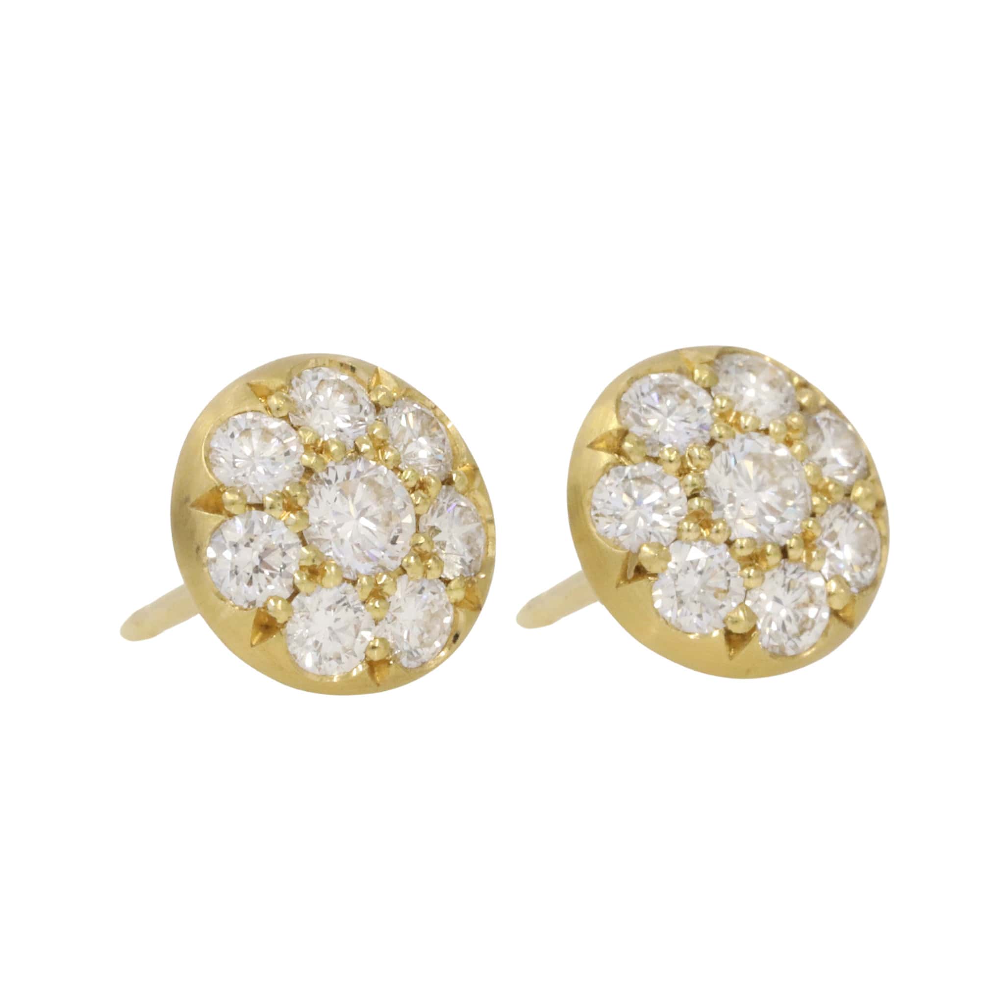 Caroline Ellen Gold and Pave Diamond Disc Post Earrings
