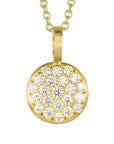 20K Gold and Pave Diamond Medium "Lentil" Pendant