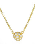 Caroline Ellen 20K Gold and Pave Diamond Mini Disc Necklace