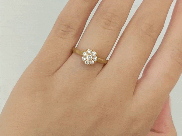 Caroline Ellen Gold and Pave Diamond Mini "Lentil" Ring