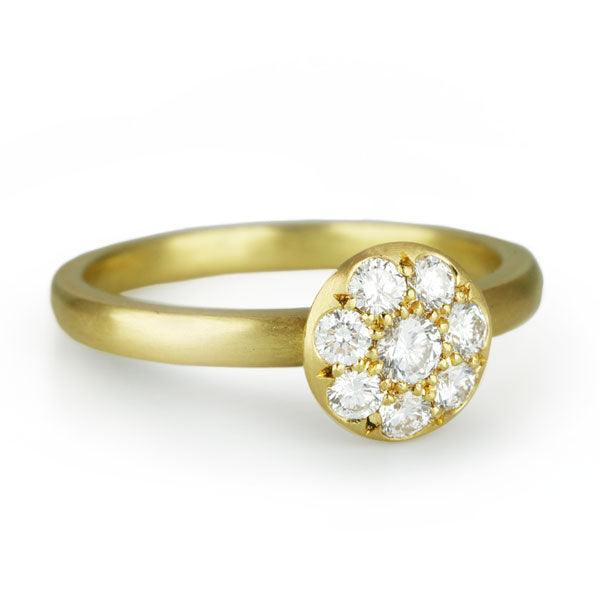 Caroline Ellen Gold and Pave Diamond Mini "Lentil" Ring