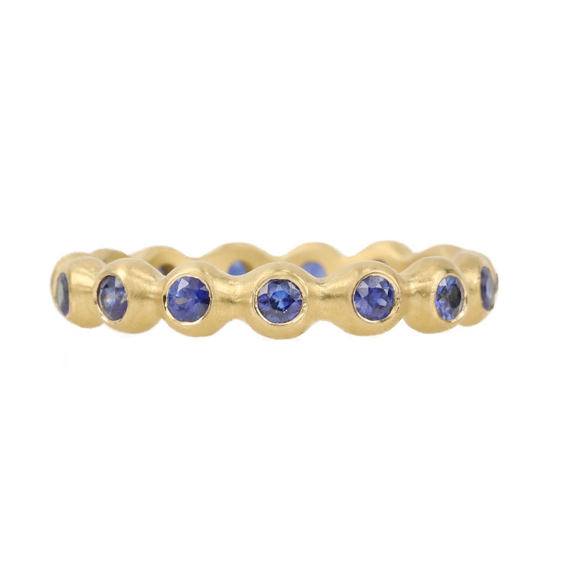 Caroline Ellen 20K Gold Bezel-Set Blue Sapphire Eternity "Ball" Ring