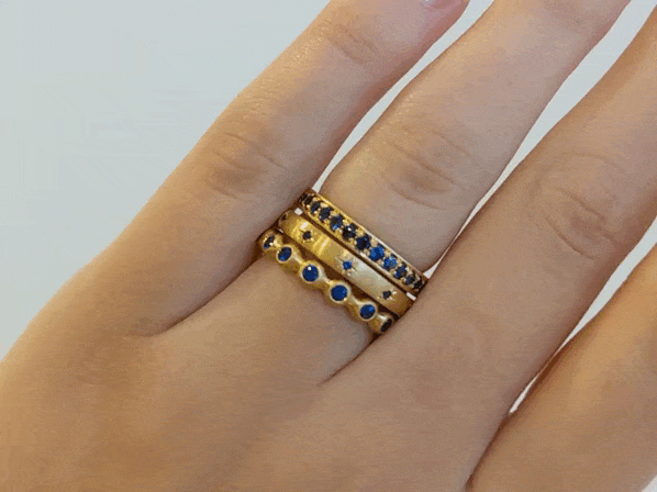 20K Gold Bezel-Set Blue Sapphire Eternity "Ball" Ring