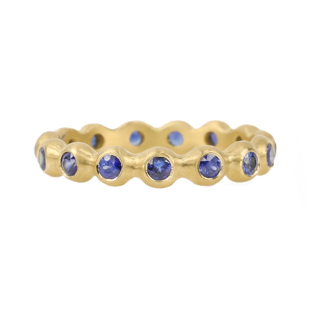 Caroline Ellen 20K Gold Bezel-Set Blue Sapphire Eternity "Ball" Ring