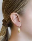 Caroline Ellen 20K Gold Curved Leaf Earrings
