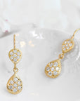 20K Gold Double Pear Shape Pave Diamond Up / Down Earrings