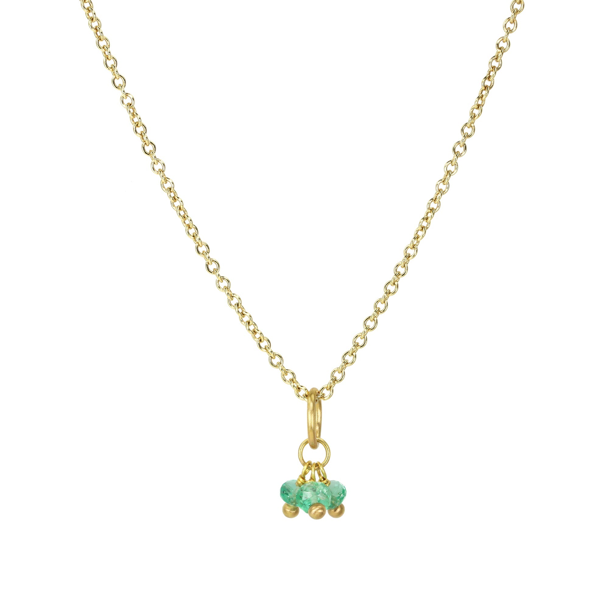 Caroline Ellen 20K Gold Faceted Emerald Rondelle Cluster Pendant